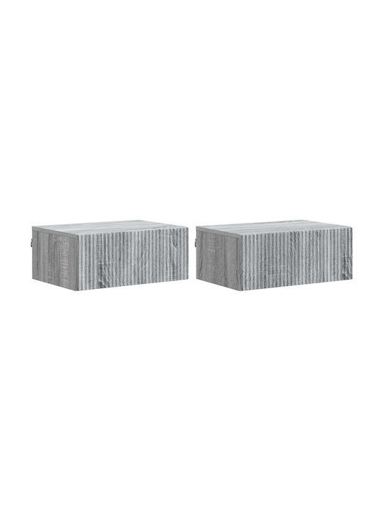 Wooden Gray Bedside Tables 2 Pieces 49x34.5x20cm