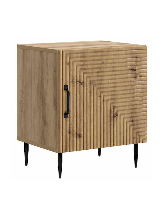 Wooden Bedside Table With Metal Legs Brown 43x3...