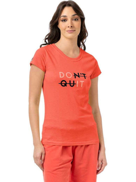 Bodymove Γυναικεία Μπλούζα Don't Quit Κοραλί