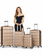 Provitera Hard Gold Travel Suitcases with 4 Wheels Set of 4 Pieces