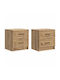 Wooden Brown Bedside Tables 2 Pieces 43x34.5x44.5cm