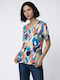 Women's Short Sleeve Multicolour Blouse