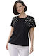 Women's Short Sleeve Black Blouse