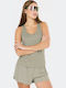 Damen Bluse Ärmellose Khaki