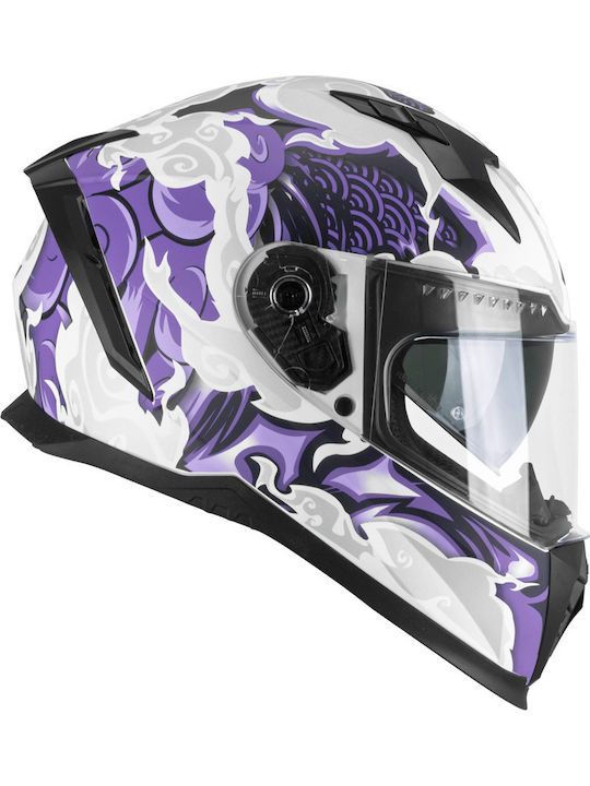 CGM Blast Cloud Full Face με Sun Visor ECE 22.06 311F White / Violet Matt