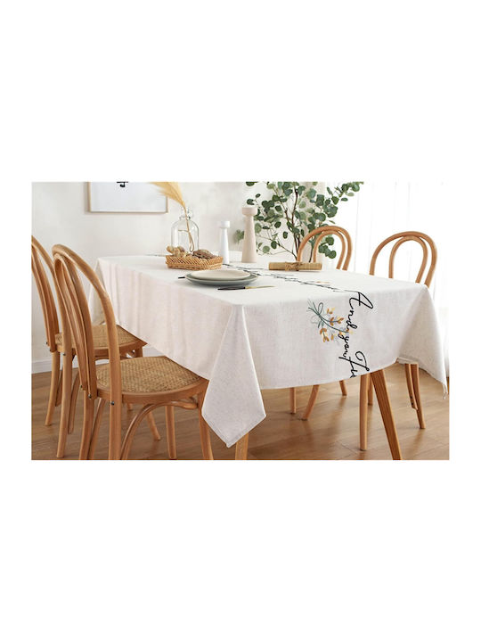 FRIPIA Față De Masă Din In Cu Broderie Argintie 135x220cm