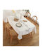 FRIPIA Leinen Tischdecke mit Silberner Stickerei 120x180cm