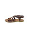 Leather Women's Sandals Tabac Brown