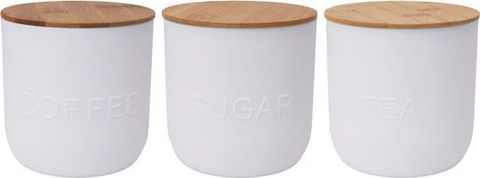 Excellent Houseware Σετ 3τμχ Βάζα Γενικής Χρήσης με Καπάκι Κεραμικό Λευκό 3τμχ