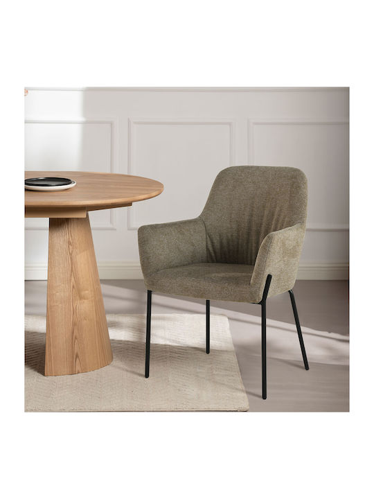 Hibiscus Dining Armchair With Brown Fabric Upho...
