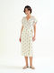 Summer Midi Wrap Dress Ecru