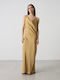 Summer Maxi Dress for Wedding and Christening Satin Gold