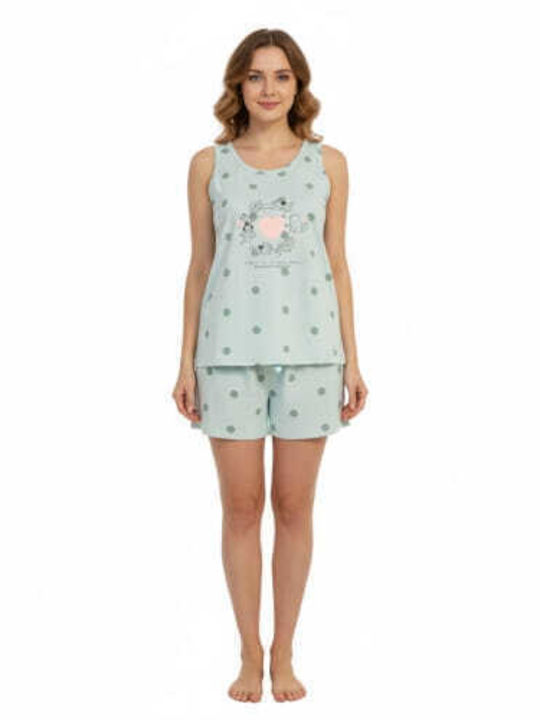Prive Underwear Sommerliches Damen-Schlafanzug-Set Türkis