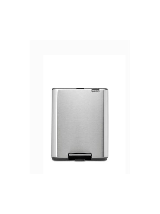 Brabantia Bo Pedal Waste Bin Made of Stainless Steel with Grey Pedal 12lt