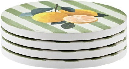 Estia Citrus Grove Set de Suporturi pentru Pahare Ceramică cu Suport Galbene 10.3x10.3cm 4 Bucăți