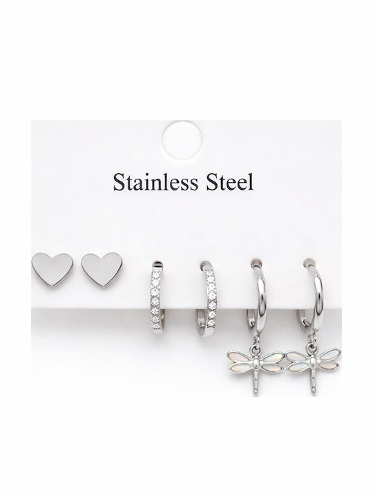 Set Earrings Hoops Made of Steel Set Earrings Hoops Made of Steel