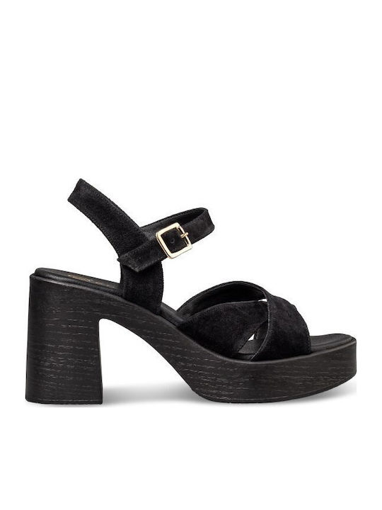 Envie Shoes Suede Πέδιλα Μαύρα