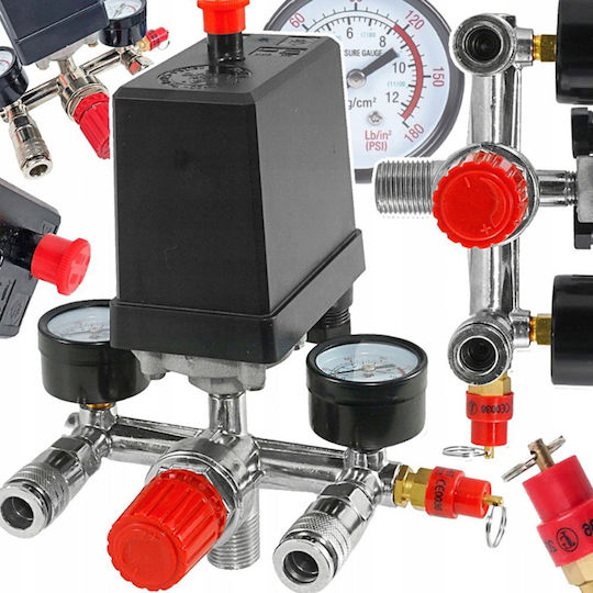 Comutator De Presiune Compresor Conectori Rapizi Manometre Verke V81204 230 V 3-12 Bar