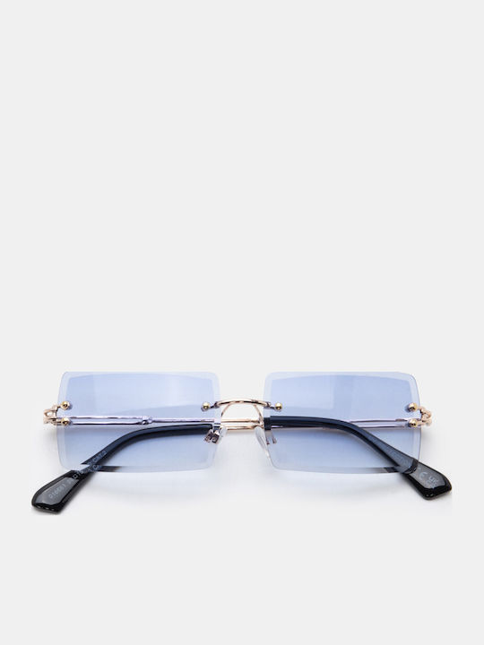 Luigi Unisex Sunglasses with Silver Metallic Frame and Light Blue Lens 4880130