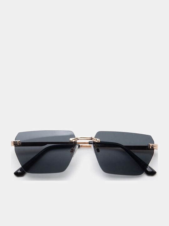Luigi Unisex Sunglasses with Black Metallic Frame and Black Lens 4878301