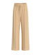 Women's Fabric Trousers with Rubber Band Beige