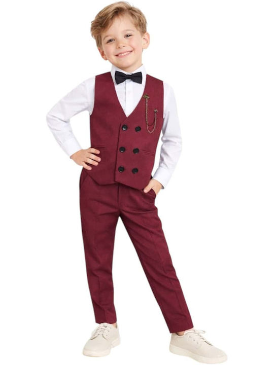 Kids Summer Suit 4 Pieces Burgundy