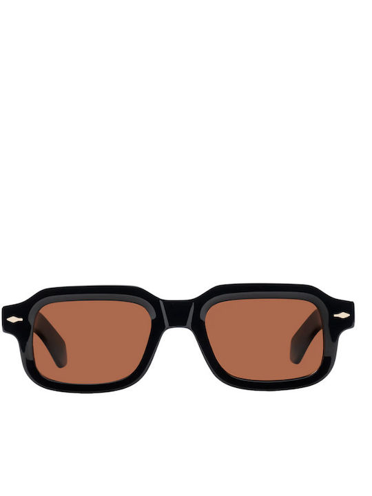 De Sunglasses Unisex Ochelari De Soare Cu Ramă Neagră Din Plastic Și Lentile Bej THEO25OAK-N