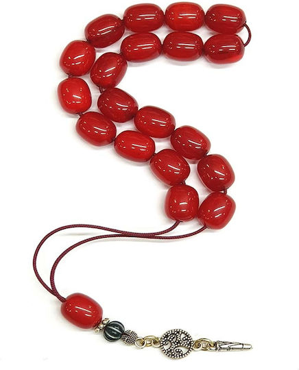 Roloi Komboloi Worry Beads with 19 Beads Made of Resin Length 27cm Red