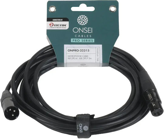 Onsei Cable XLR male - XLR female Μαύρο 5m
