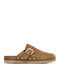 Suede Mules με Τακούνι σε Ταμπά Χρώμα