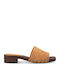 Suede Women's Mules with Chunky Low Heel in Brown Color