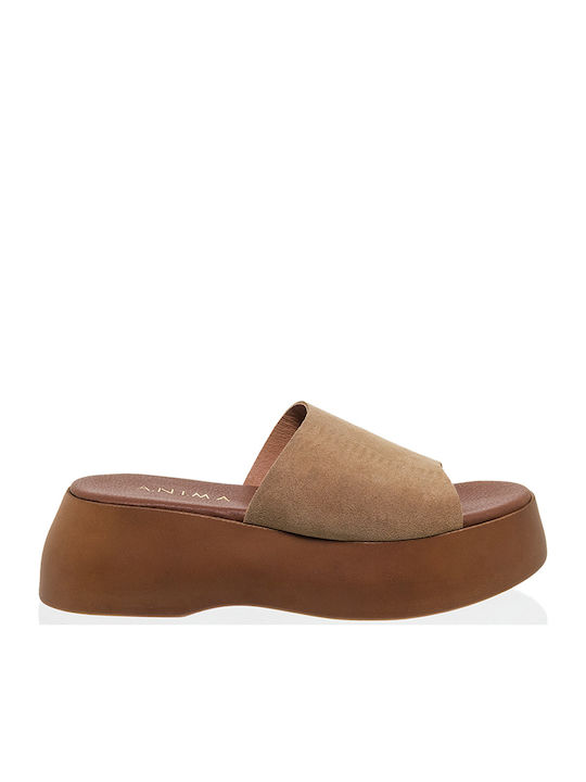 Suede Mules με Χαμηλό Τακούνι σε Μπεζ Χρώμα