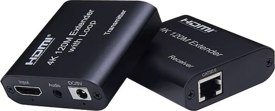 Powertech Hdmi Video Extender Cab-h195 Μέσω Καλωδίου Rj45 4k/30hz Loop Έως 120m Powertech
