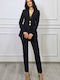 Pantaloni Dama Negri Costum În Linie Tapered
