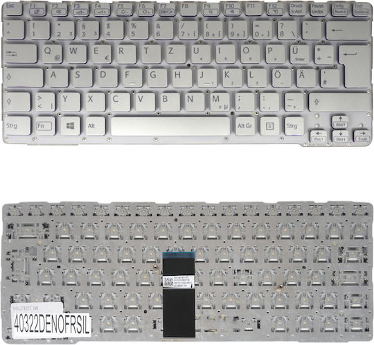 German Laptop Keyboard Sony Vaio Sve14a Sve14 Svs14 Sve14a2m1r 149114711us 9z.n6bbf.r01 149009951la 149118711es 149113211ch De No Frame Silver Κωδ.40322denofrsil