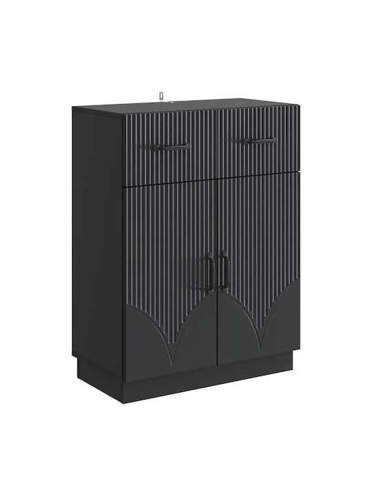 Bufet Din Lemn cu Sertare Negru 66x34.5x87cm