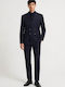 H Huge Winter Men's Suit with Slim Fit Blue