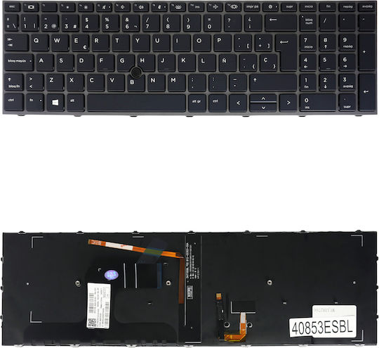 Spanish Laptop Keyboard for HP Zbook Fury 17 G7 Zbook Fury 17 G8 M20128-001 M04679-001 NSK-X11BC M20128-A41 ES Backlit Pointer Black Gray Frame Code 40853ESBL