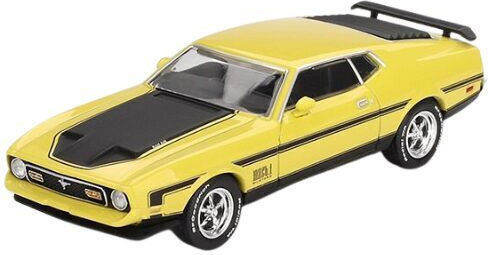 Model Mașină Ford Mustang Mach 1 Grabber Galben 1971 Scara 1:64 Mini GT MGT01139-L