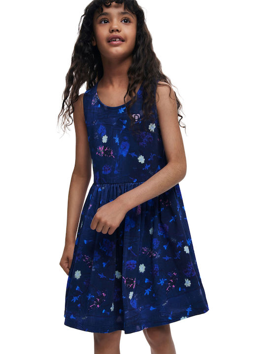 Flowers Παιδικό Φόρεμα Navy Μπλε
