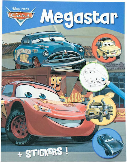 Colouring Book Pages Disney Megacolor A4 128 Pages & Stickers Cars