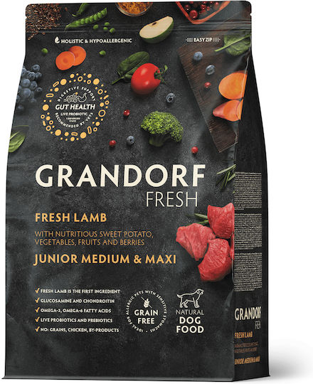Grandorf Fresh 10kg Ξηρά Τροφή Σκύλων χωρίς Σιτηρά με Αρνί και Κρέας