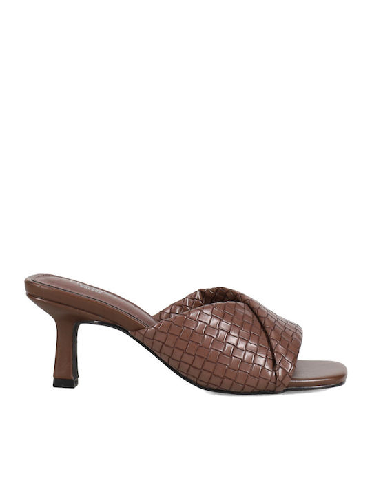 Mules with Heel in Brown Colour