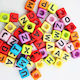 Acryl Perlen Würfel Englischer Buchstaben 7mm 95Stück 19-03