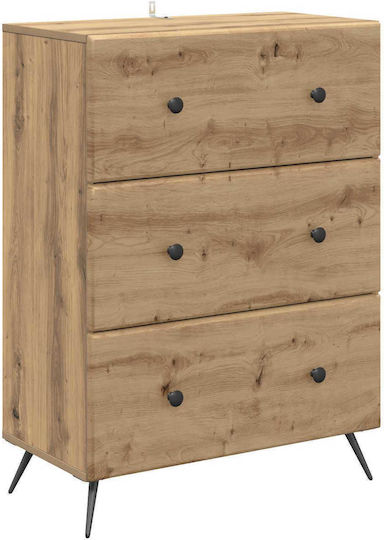 Bedroom Chest of Drawers Wood & Metal 66x34.5x90cm