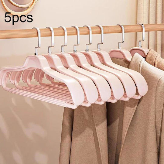 Wardrobe Hanger for Pants Plastic Pink YY497G 5 Pieces