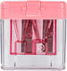 Double Barrel Transparent Pencil Sharpener Deli Comiko Pastel Pink 944139_p