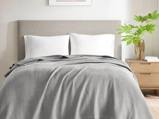 Single Pique Blanket 320gsm Gray Cotton Hotel Garyfallo 180x240