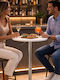 Round Wooden Bar Table with Metal Frame White 60x60cm