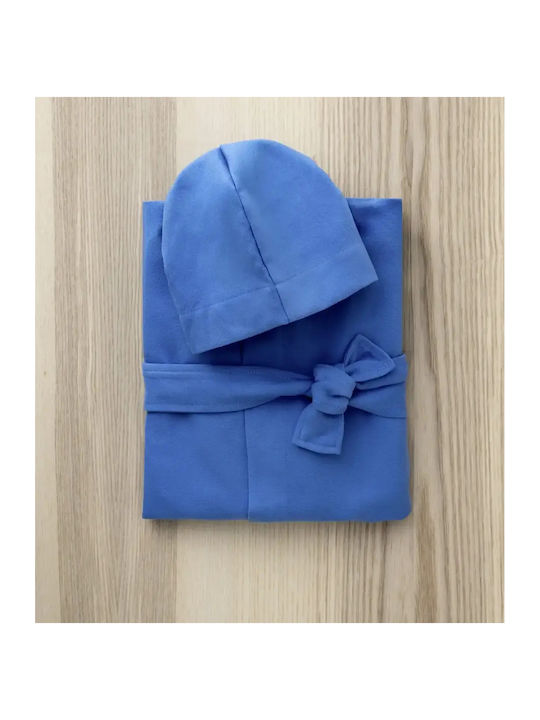 Nima Kids Bathrobe Splashy Blue With Hood